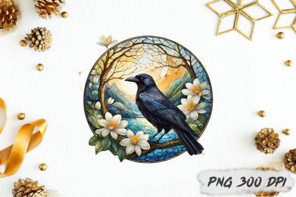 Download Crow Stained Glass PNG Sublimation - Premium Resources