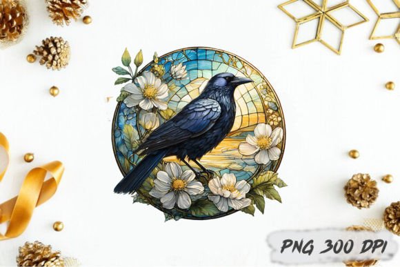 Download Crow Stained Glass Png Sublimation - Premium Resources
