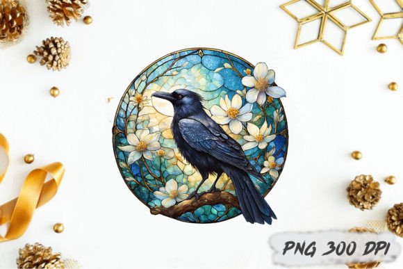 Download Crow Stained Glass PNG Sublimation - Premium Resources