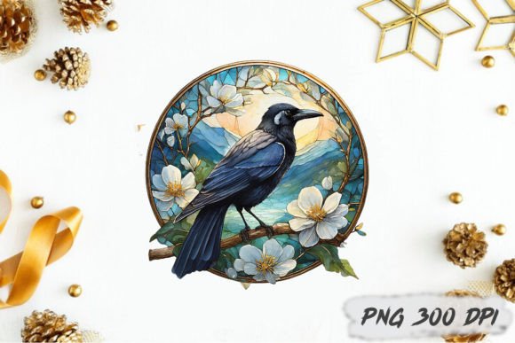 Download Crow Stained Glass PNG Sublimation - Premium Resources
