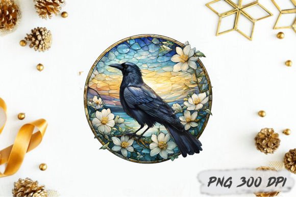 Download Crow Stained Glass PNG Sublimation - Premium Resources